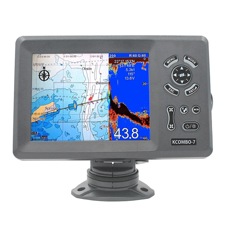 KCombo-7A 7inch marine GPS combo transducer Color LCD GPS plotter Combo with Fishfinder +FISH FINDER+ Class B AIS