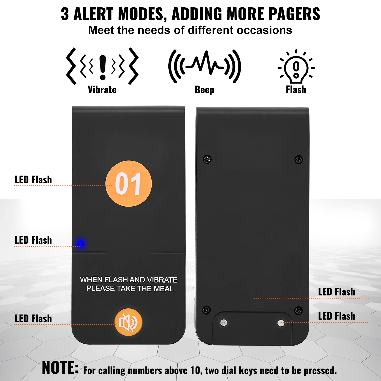 VEVOR 16pcs Restaurant Pager System 500m Long Range Wireless Calling System for Coffee Shop Restaurant Guest Queue Pager