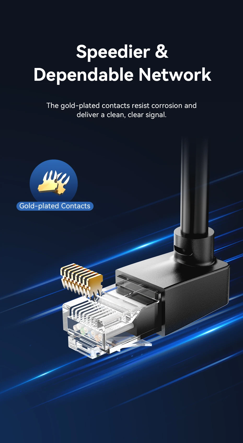 Cat6 Ethernet Cable 90° Right Angle Design CAT 6 Networking Internet Lan Cord fo