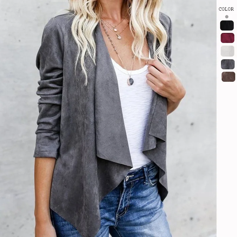 

2023 Autumn/Winter New Polo Collar Solid Mid length Casual Women's Small Coat