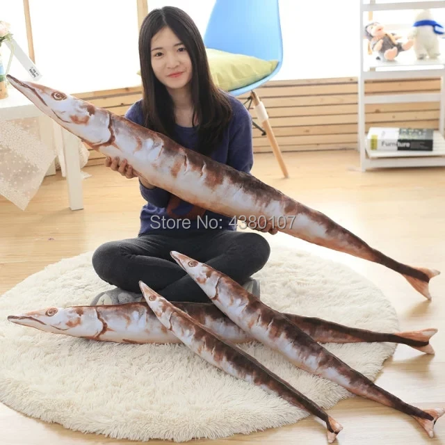 lifelike Sea Animal Fish Pillow Evil Funny Stuffed Saury Plush Baby Toys Cushion Birthday Gifts.