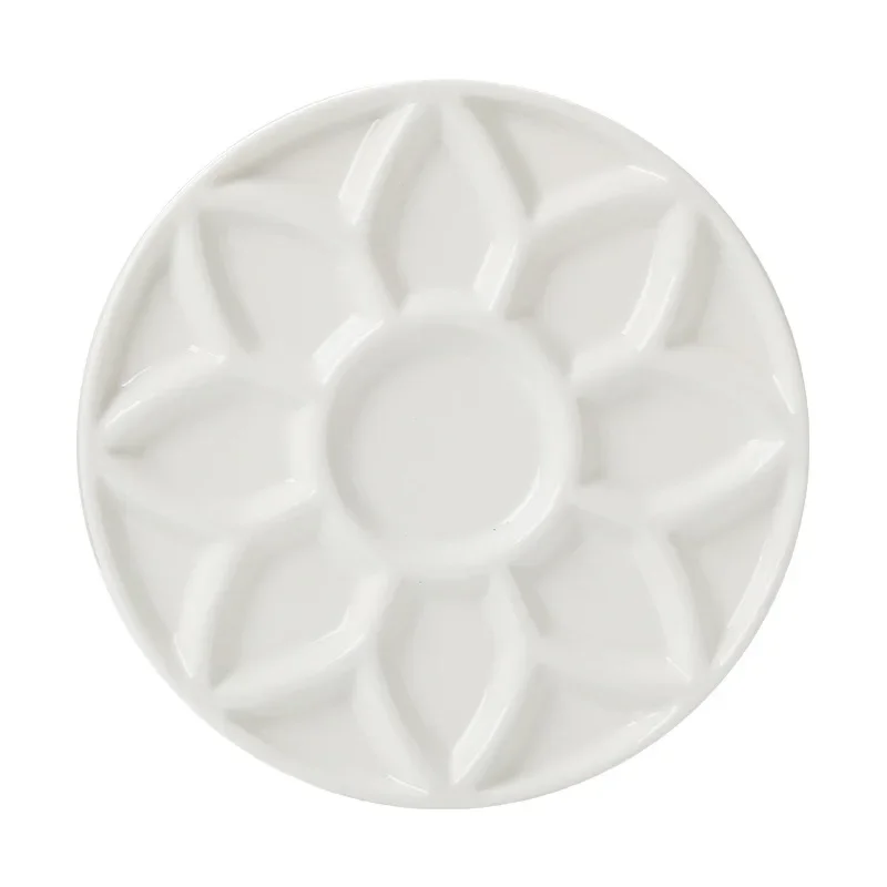 Round Flower Ceramic Palette Color Mixing Paint Palette Tray For Watercolor Gouache Acrylic Painting Art Supplies
