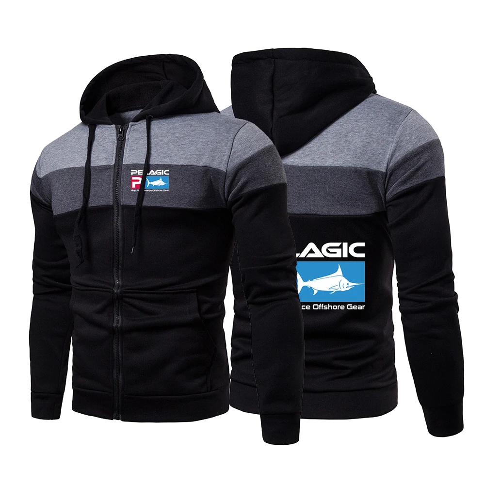Pelagic Fishing 2022 Men's New Spring and Autumn Three Color Stitching Sports Hoodies Fashionable Printing Casual Tops Clothes green sweatshirt Hoodies & Sweatshirts