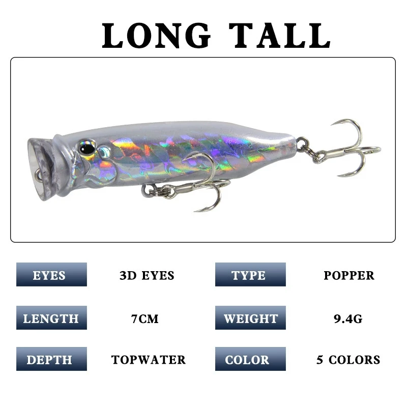 1/5pcs Popper Fishing Lures for Pike Artificial Topwater Bass Hard Bait Saltwater Crankbait Wobblers Perch Fishing Tackle Pesca