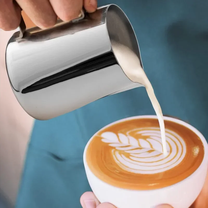 350/600/1000ml Milk Creamer Frothing Pitcher with Scale Stainless Steel Milk Frother Latte Cup Espresso Cups Coffee Accessories