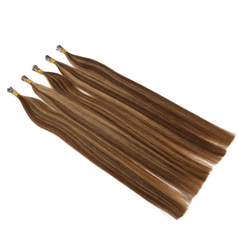 P4/613 Straight I Tip Hair Extensions Natural Real Human Hair Fusion Extensions Keratin Capsule Brown Blonde For Salon