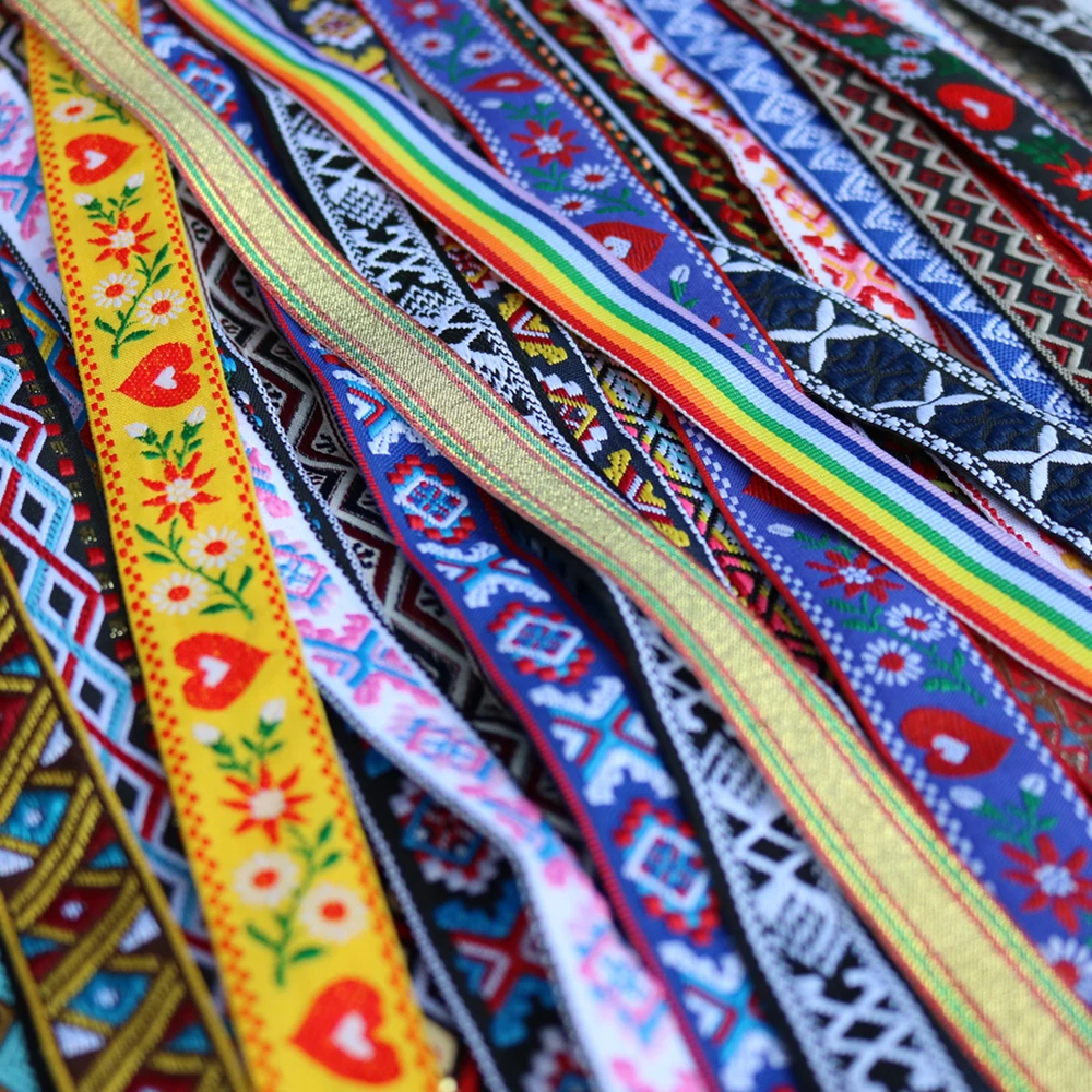 Lace Trim Ribbon 5 Yards 16~25MM 5/8 1 Inch Vintage Ethnic Embroidery Boho DIY Clothe Bag Accessories Embroidered Hundred Styles