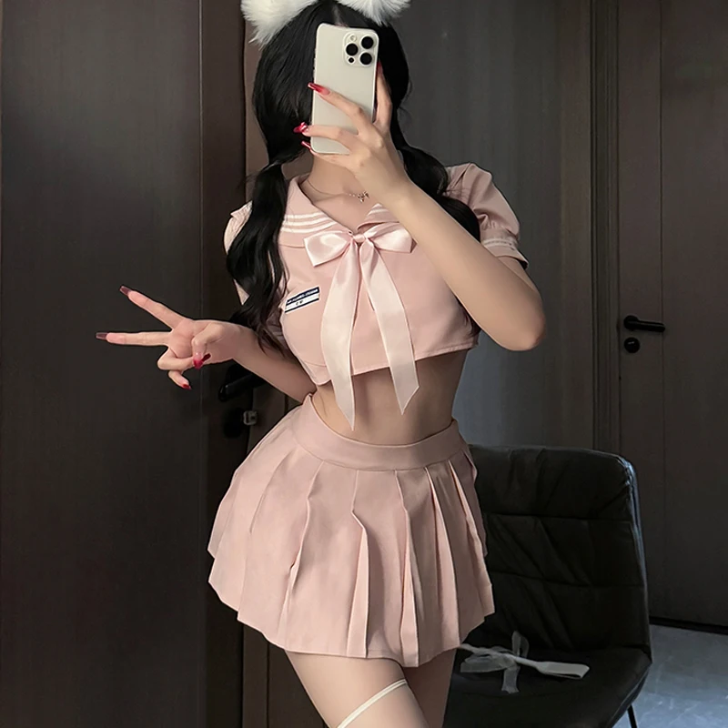 

Sexy Jk Uniform Mini Top Skirt Roleplay Set Student Sailor Maids Outfit Woman Underwear Pleated Erotic Babydolls Cosplay Costume