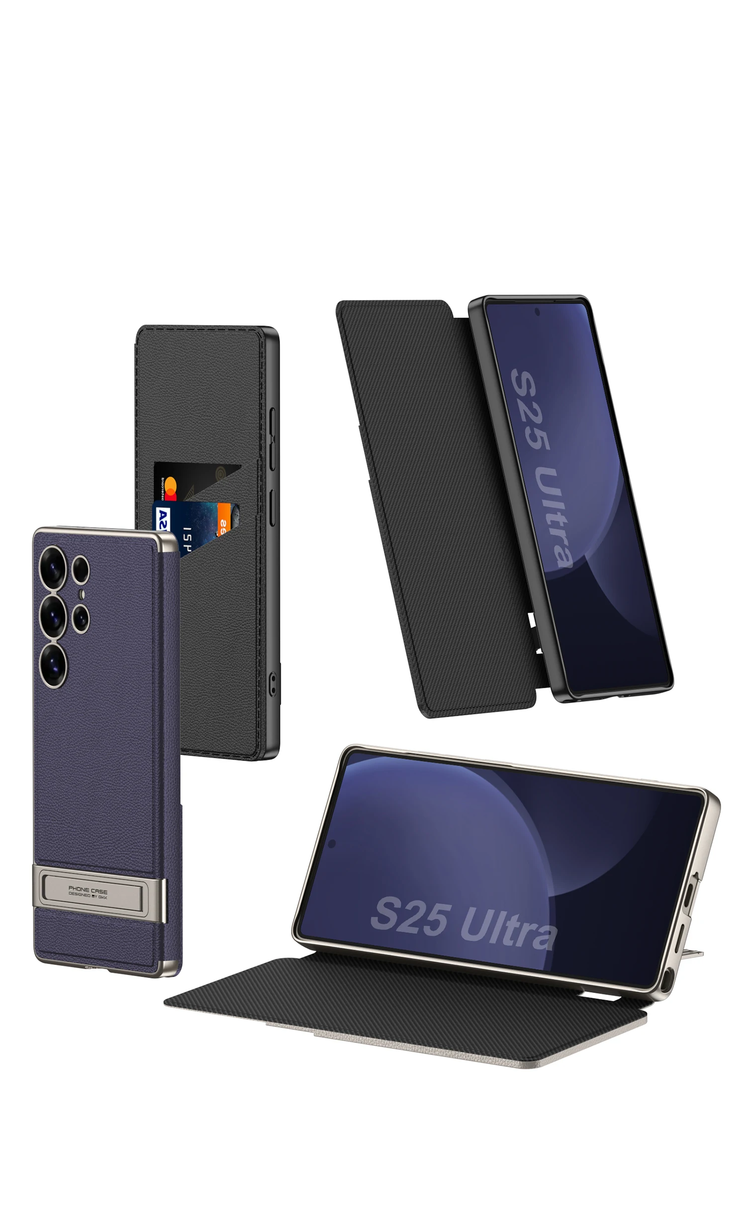 Leather Flip Armor Holder Case For Samsung Galaxy S25 Ultra Shockproof Card Slot