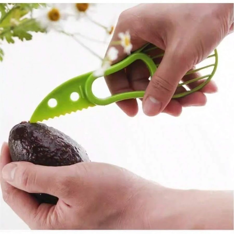 3 In 1 Multi-Function Avocado Peeler Pulp Separator Plastic Orange Kiwi Fruit Peeler Knife Cutter Household Kitchen Accessories
