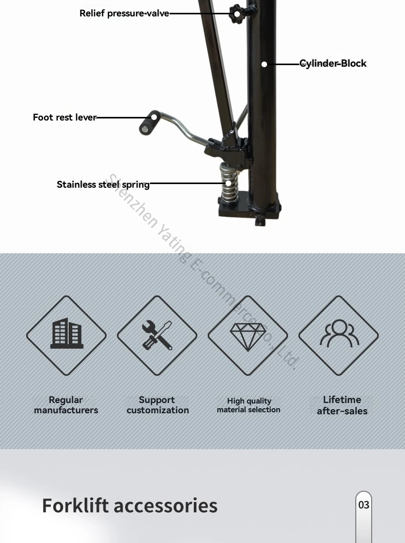 New 2T 1.6M Manual Hydraulic Forklift Oil Cylinder Stacker Lift Truck Pump 1 Ton