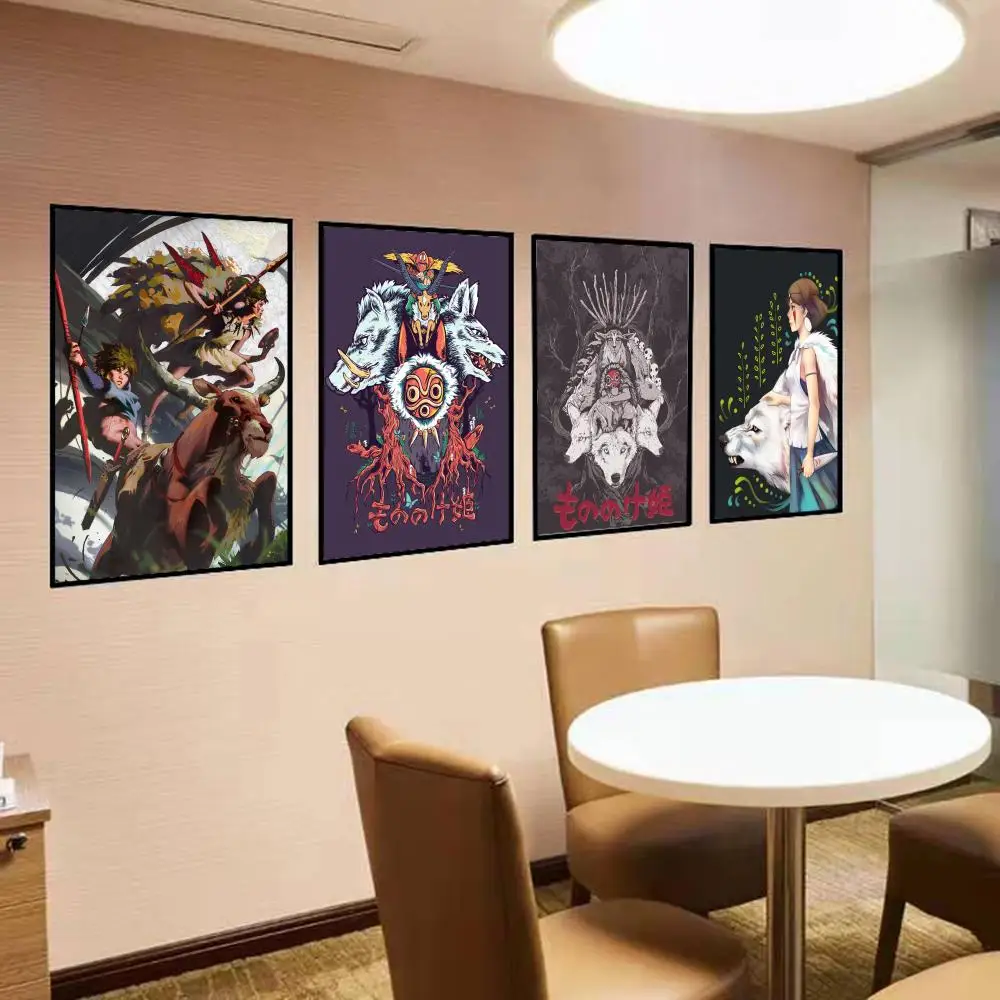 

Princess Mononoke Poster Self-adhesive Art Poster Retro Kraft Paper Sticker DIY Room Bar Cafe Vintage Decorative Painting
