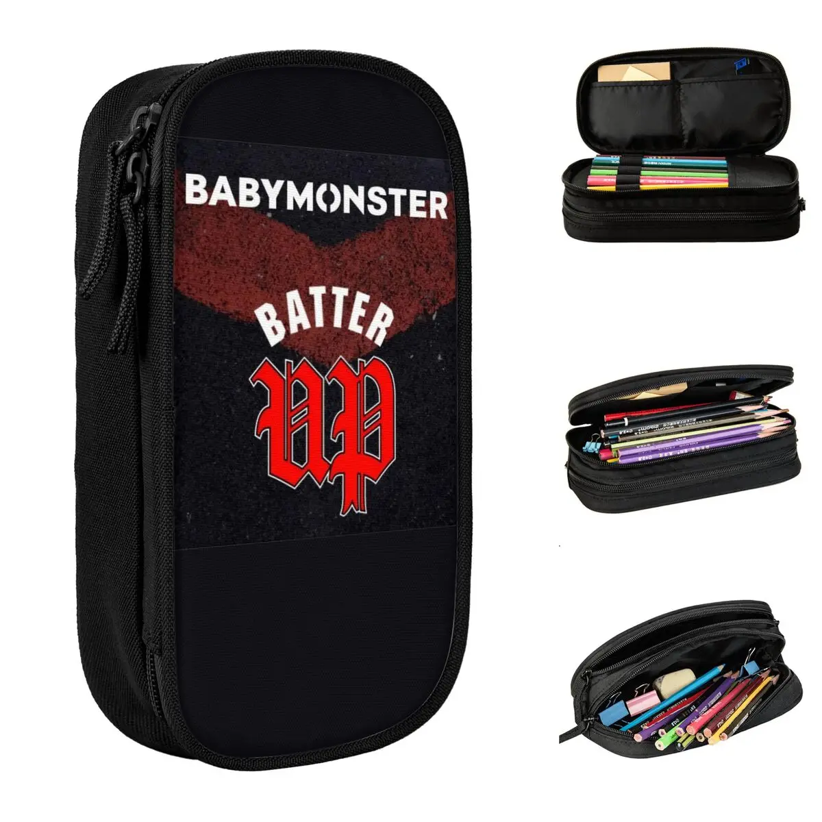 

Карандаш Babymonster KPOP для девочек, двойная вместительная детская школьная сумка, подарок на день рождения