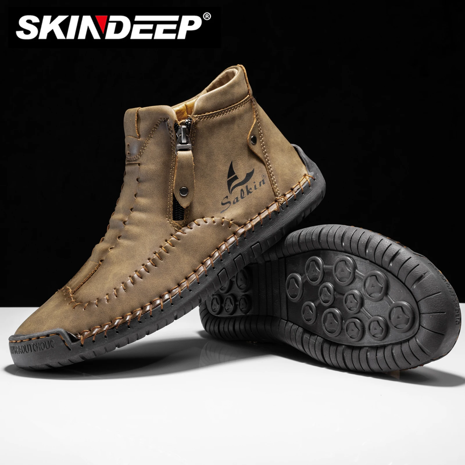 SKINDEEP Men's Fashion Casual Shoes Leather Ankle Boots British Style Short Boots Men Comfortable Large Size Men Oxfords Shoes