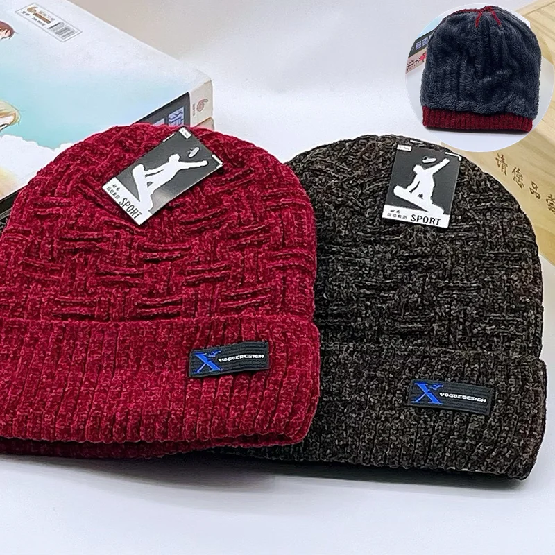 

Unisex Winter Beanie Hat for middle-aged and elderly Knit Cap Fashion Warm Cap ski Thread Knitted Beanie Chapeau шляпа женская