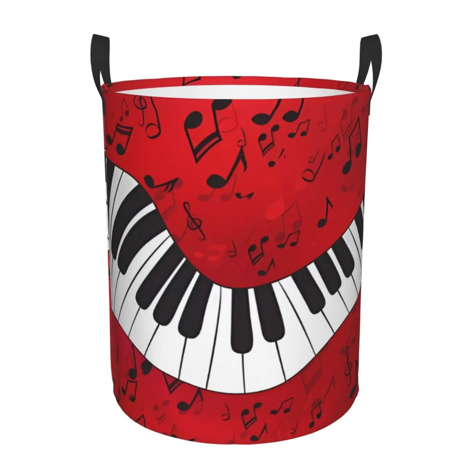 

Music Note Piano Laundry Basket Protable Circular Laundry Hamper Storage Bin Organizer With Handles For Bathroom,Bedroom Clothes