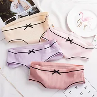 Sous-vêtements en coton femmes slips fil confortable respirant princesse arc Sexy taille moyenne couleur unie femmes slips SYTa002 2