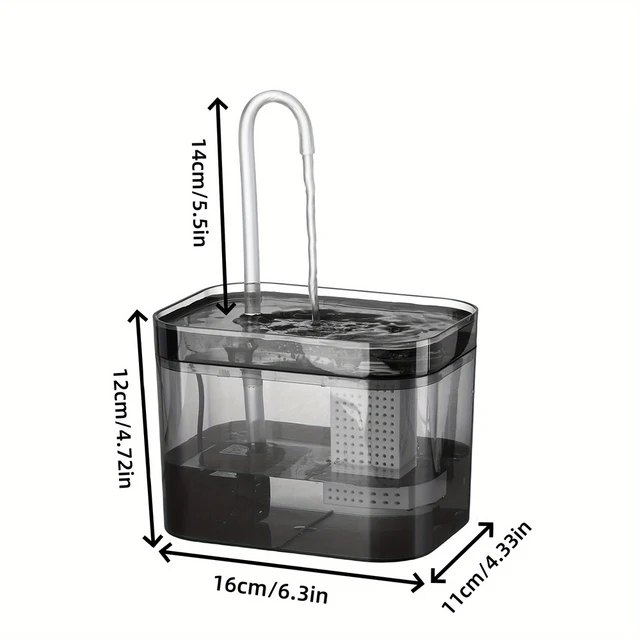Cat Water Fountain with USB Auto Filter Recirculate Transparent Black Cat Drinker Ultra-Quiet Automatic Pet Drinking Dispenser 5