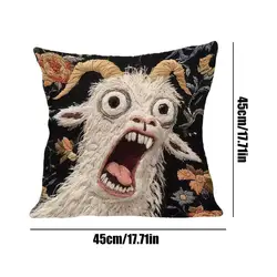 Plush Decorative Goat Print Throw Pillow Cover - Soft Touch 45x45cm Home Accent (A)