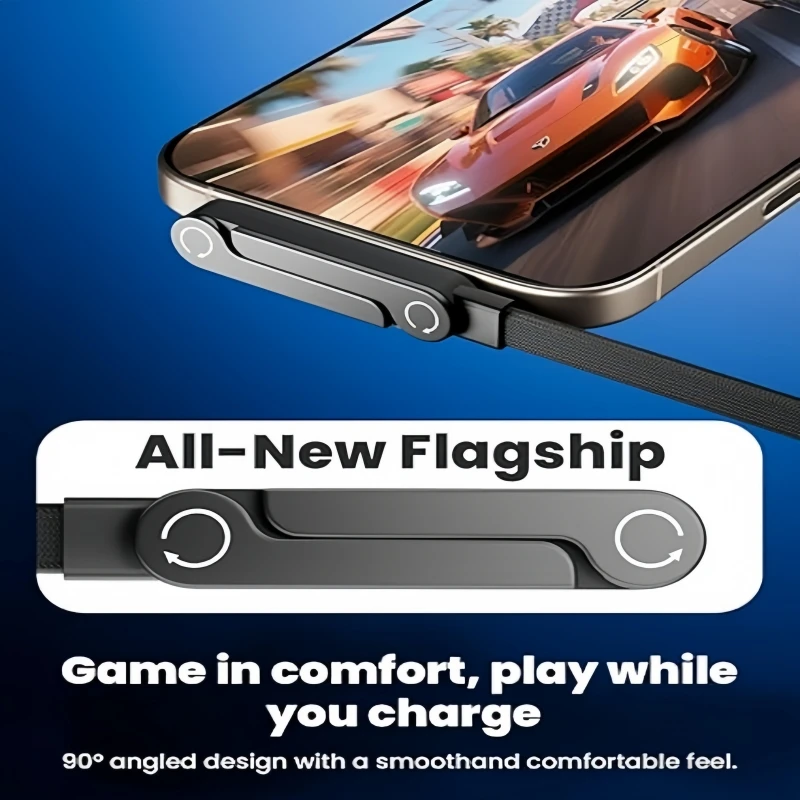 kubie 240W 브래킷 데이터 케이블, 고속 충전, iPhone과 호환 가능, 접이식 모바일용 Huawei Oneplu 게임 엘보 충전 케이블