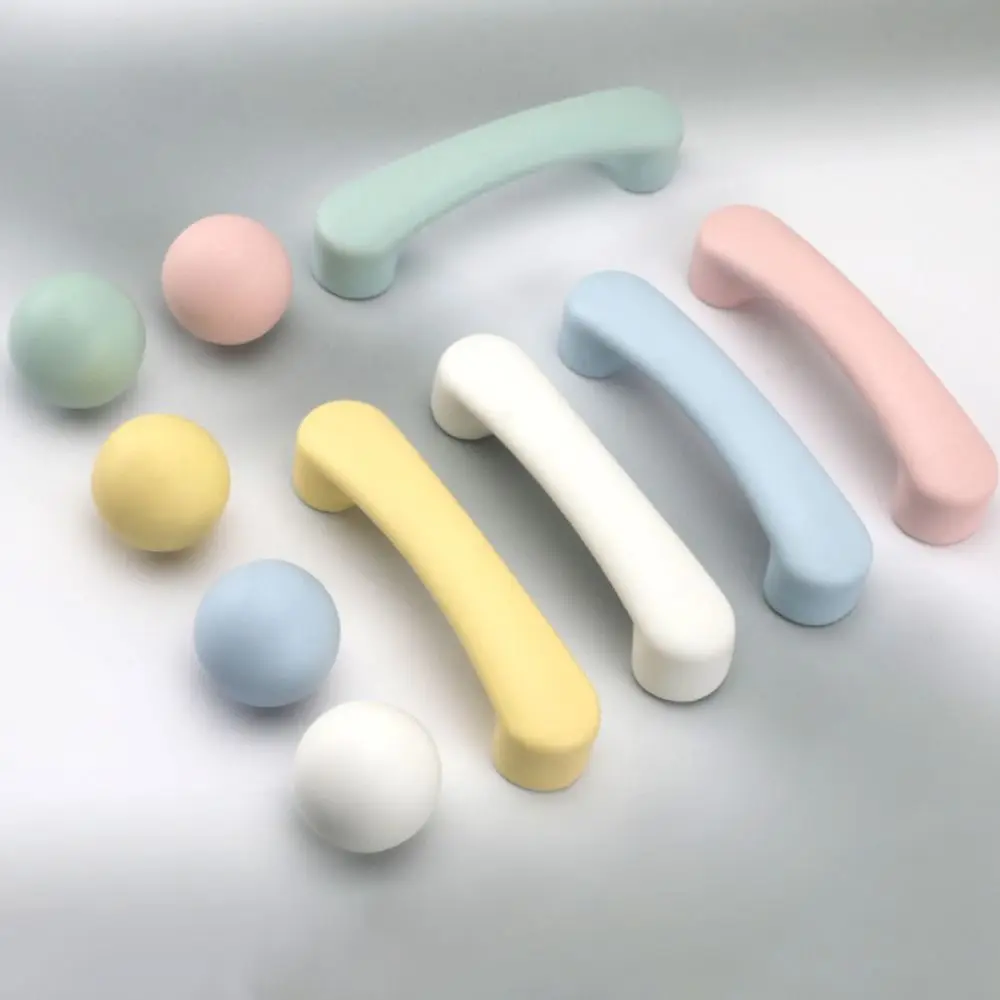 Portable Cute Ceramic Drawer Knob Cartoon Simple Style Cabinet Door Pulls Modern Macarons Color Furniture Handles Closet