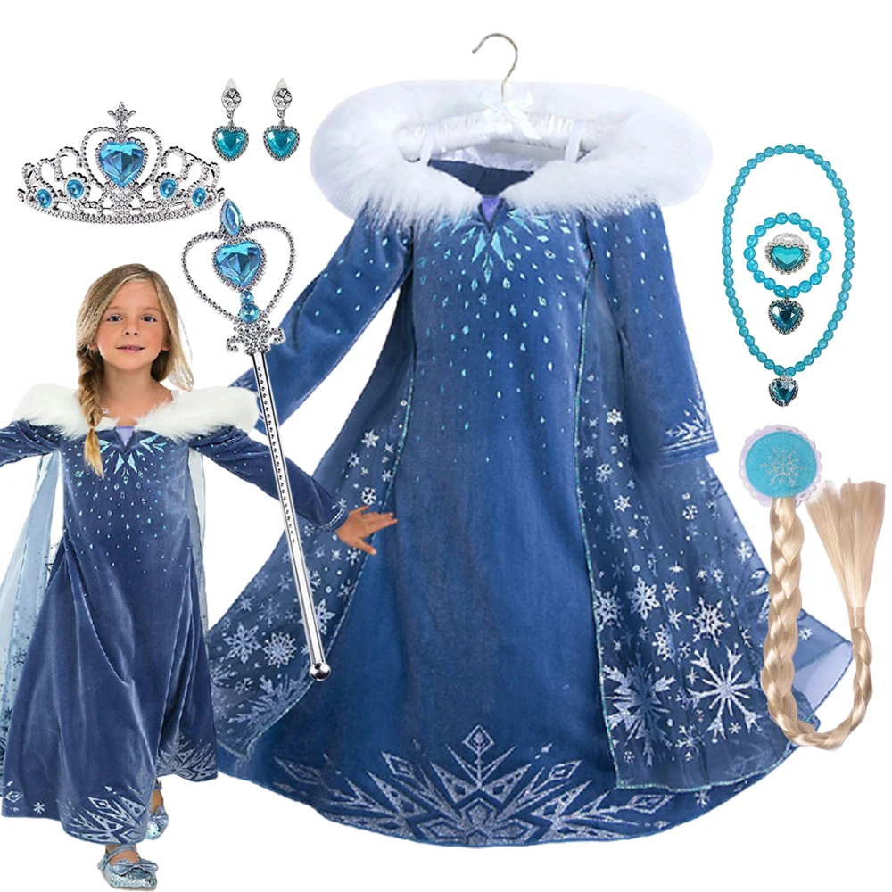 Mädchen Prinzessinnenkleid Cosplay Elsa Kinder Schneekönigin Kostüm Halloween Karneval Geburtstag Feiertagsparty Kleid