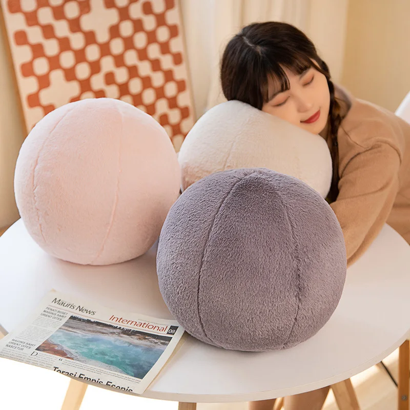Creative Furry Ball Plush Toy Cute Round Pillow Car Home Nordic Style Decor Doll Soft Touch Ball Cushion Nice Gift Home Decor 2