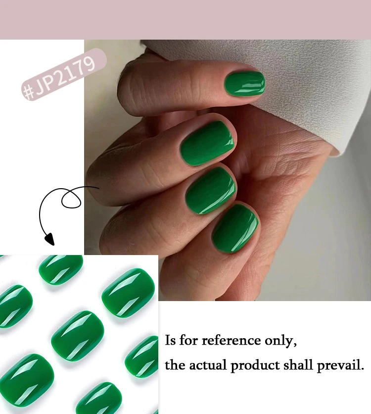 Short Round Wearable Fake Nails with Glue