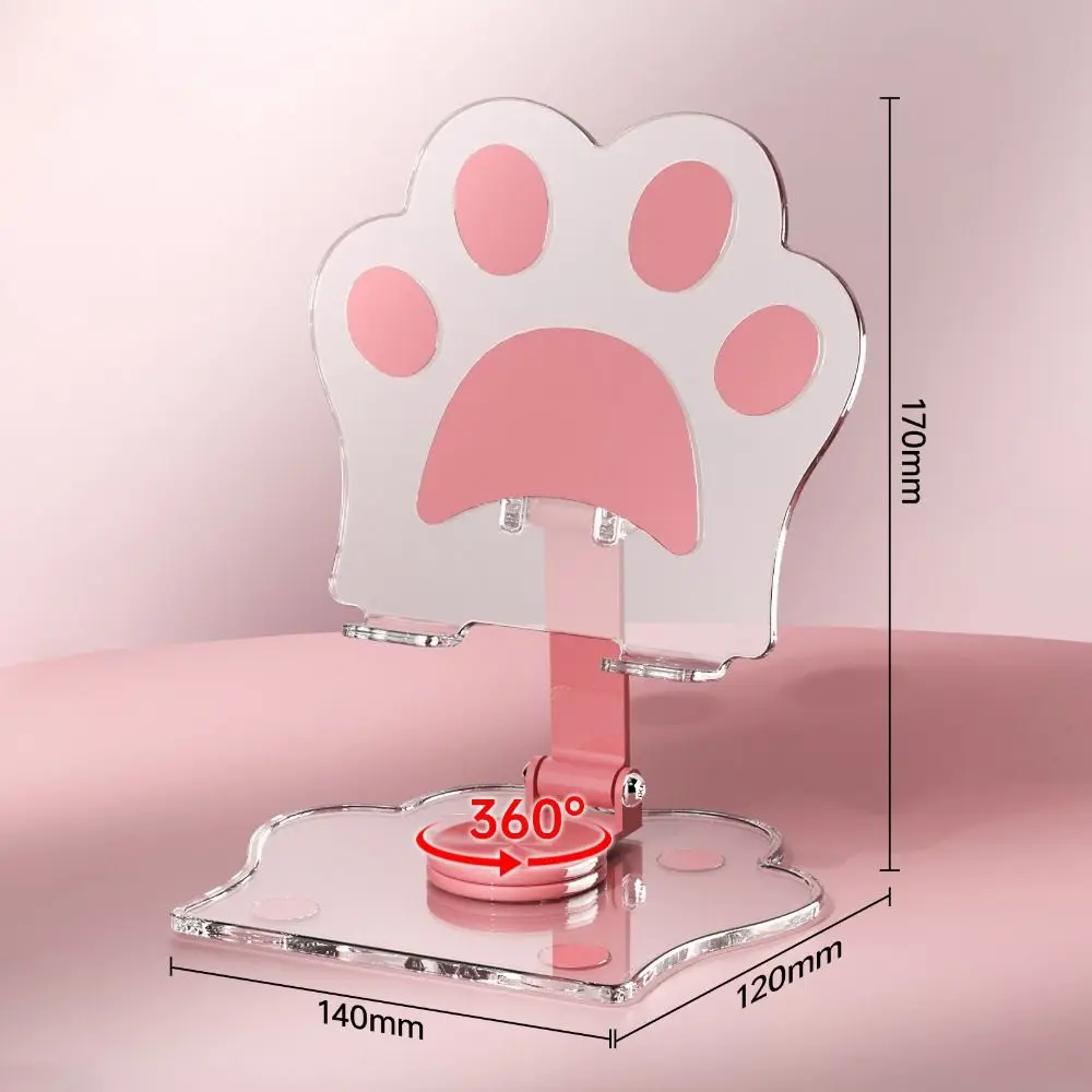 Stylish Cute Cat Paw Tablet Computer Stand Holder Rotatable Acrylic Phone Desktop Mount Stable Charger Compatible Bracket Vlog