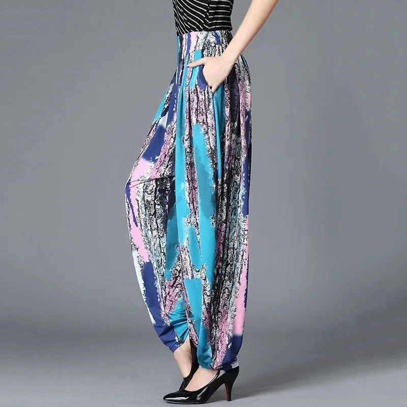 

Spring and Autumn Large Size Pants Loose Carrot Pants High Waist Wide Leg Pants Printed Harem Pants Lantern Pants Summer