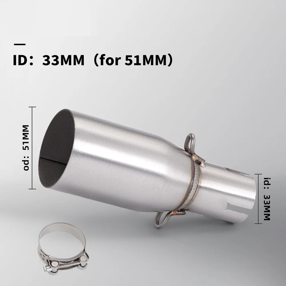 Universal Intermediate Link Pipe for Motorcycles - 51mm Diameter, Multiple Size Options