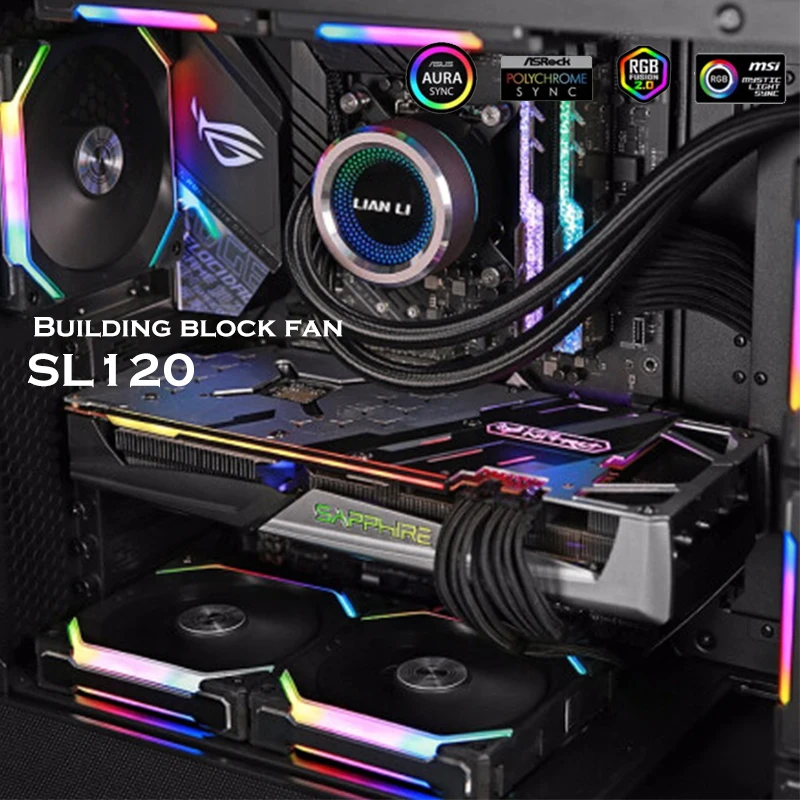 Uno-kit Ventilador Modular Sl120 140 Rgb Pwm Corrente em Margarida sem Cabo Rgb L-connect Uni Hub li li - Imagem 3