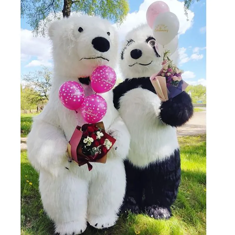 Giant Plush Panda Inflatable Mascot Costume Furry Polar Bear Cosplay Anime Teddy Bear Party Cartoon Doll Performance Dress Props plush toy plush doll mascot costume inflatable accessory