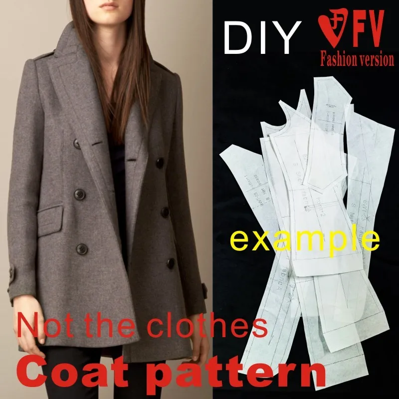Clothing DIY Overcoat Sewing Pattern Coat Sewing Template Cutting drawing BFY-43