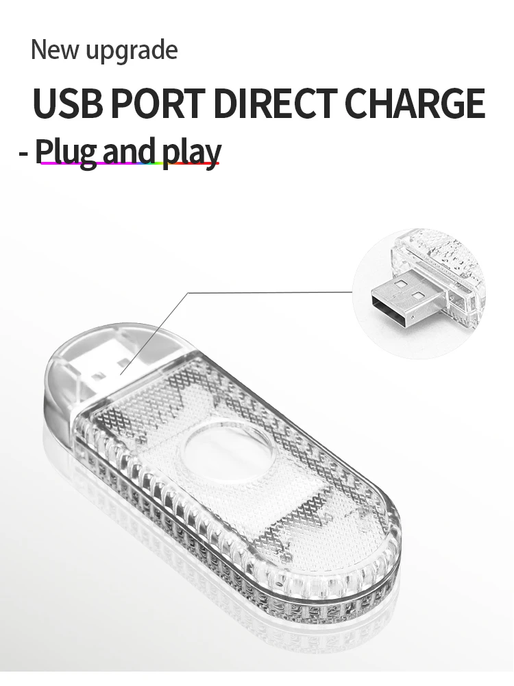 High Brightness LED car light USB Charging Car Interior Lighting Magic Sticker Ambient Lamp With Strobe Mode For Multi-color