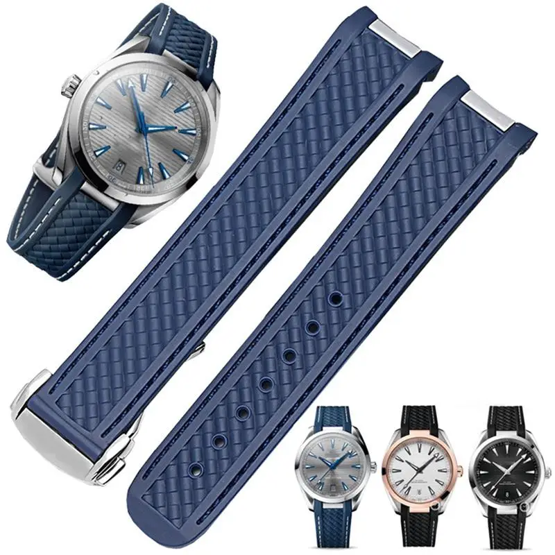 SCHIK Watch Band For Omega 300 AT150 DE VILLE SPEEDMASTER Soft Silicone Rubber Watch Strap Watch Accessories Watch Bracelet