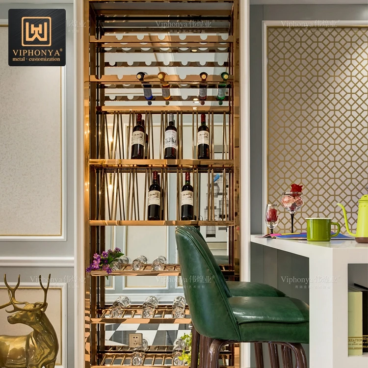 Chic Style Wine Rack Luxury Light Wine Storage Cabinet French Design Metal Showcase Cabinets