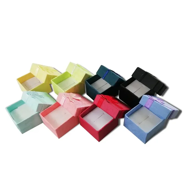 12pcs 종이 상자 보석 포장 상자 멀티 컬러 귀걸이 반지 상자 보석 선물 홀더 4*4*3CM 도매