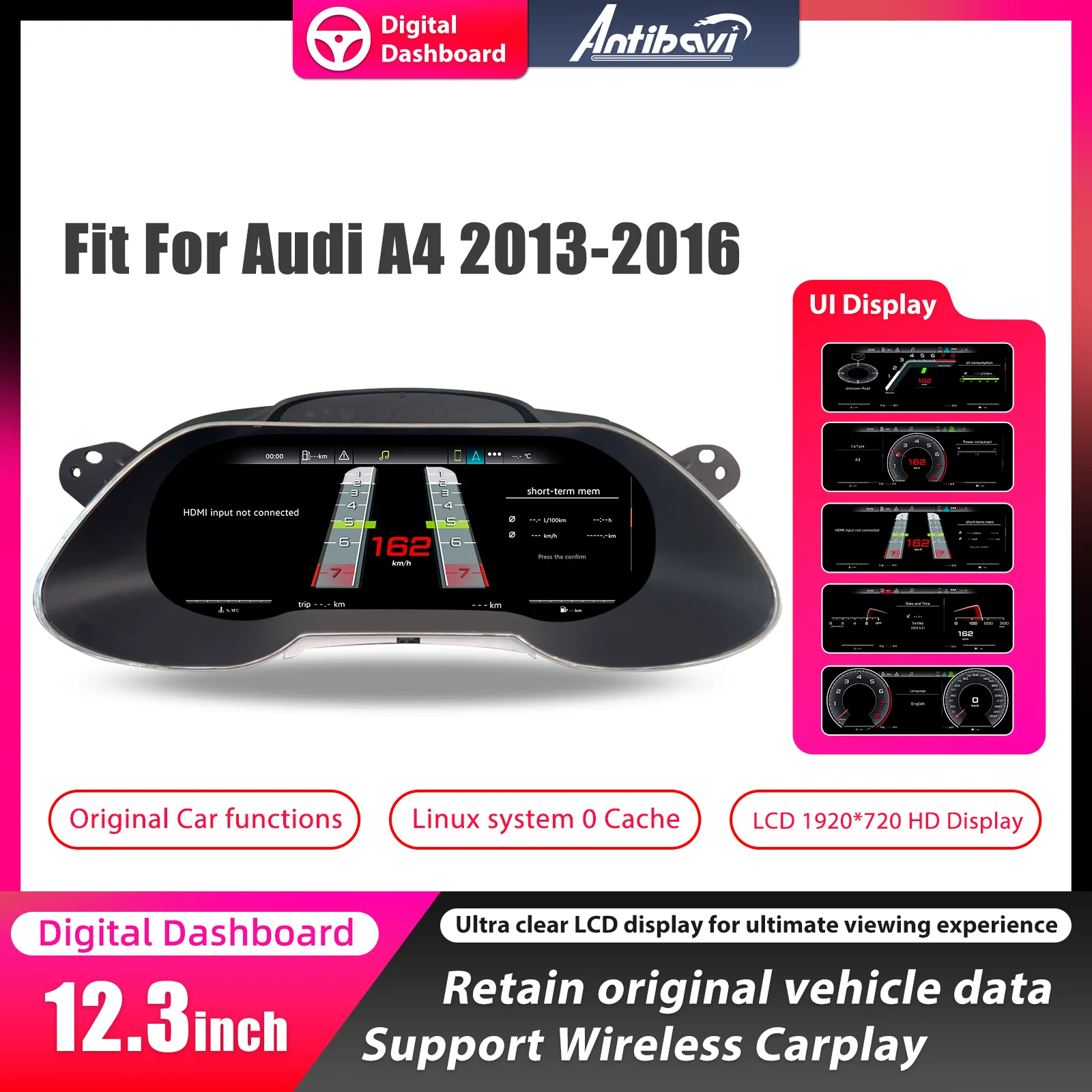 Panel de Instrumentos Digital Virtual para Audi A4 Años 2013-2016, Accesorios para Auto, Pantalla LCD, Velocímetro Digital, Medidor Digital Completo, Plug and Play 1