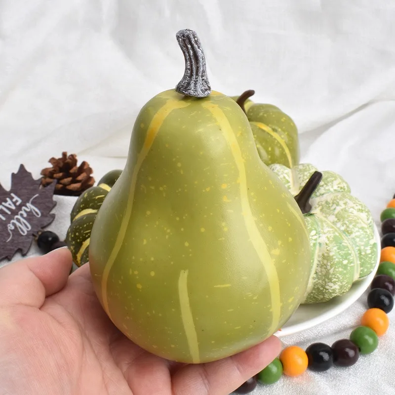Decorative Pumpkins Green Foam Fake Pumpkin Set Halloween Home Decorations Model Outdoor Photography Props Autumn Decors 6-13cm