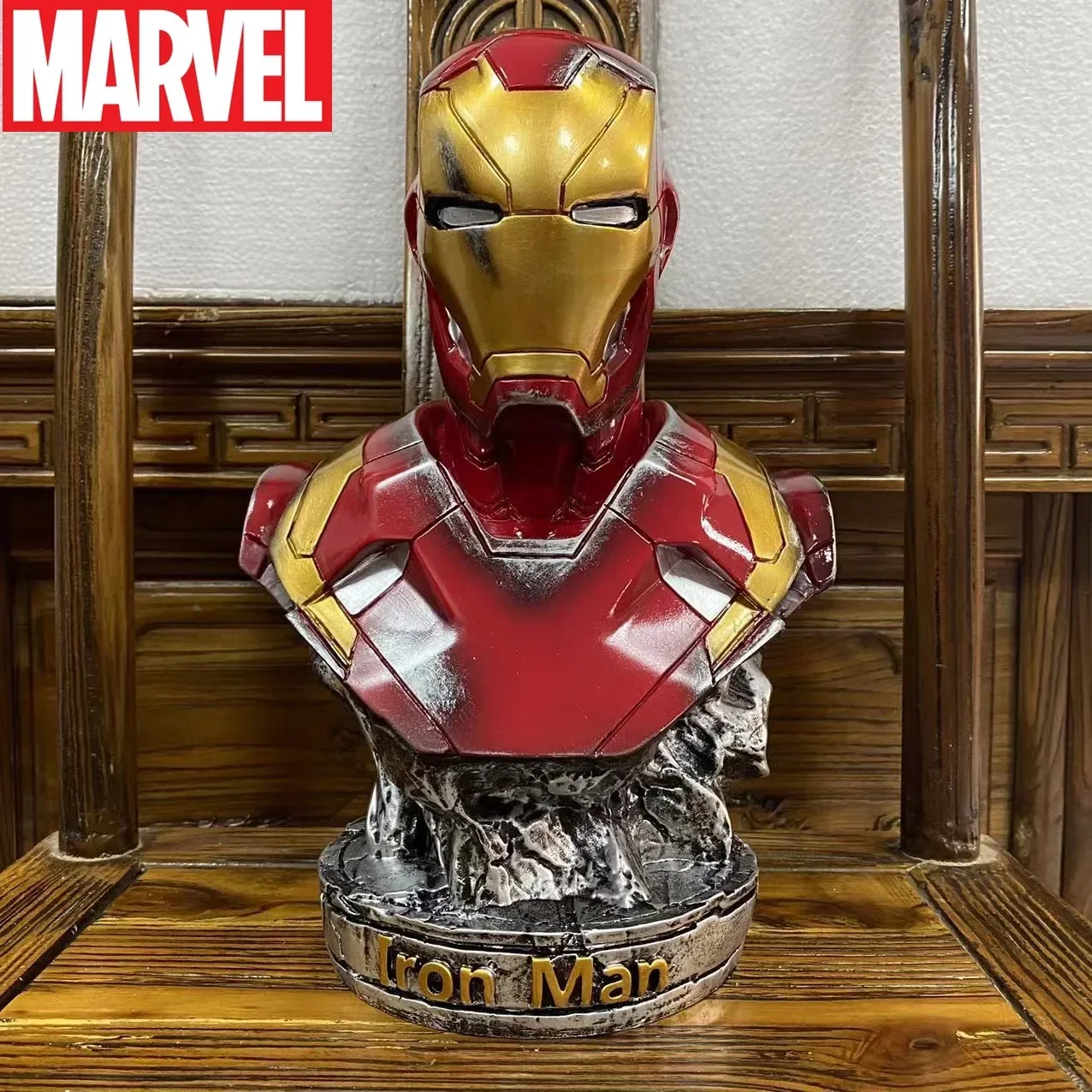 

Marvel Avengers Iron Man Anime Peripheral Black Panther Bust 1:1 Figure Bust Living Room Ornament Large Resin Children Gift