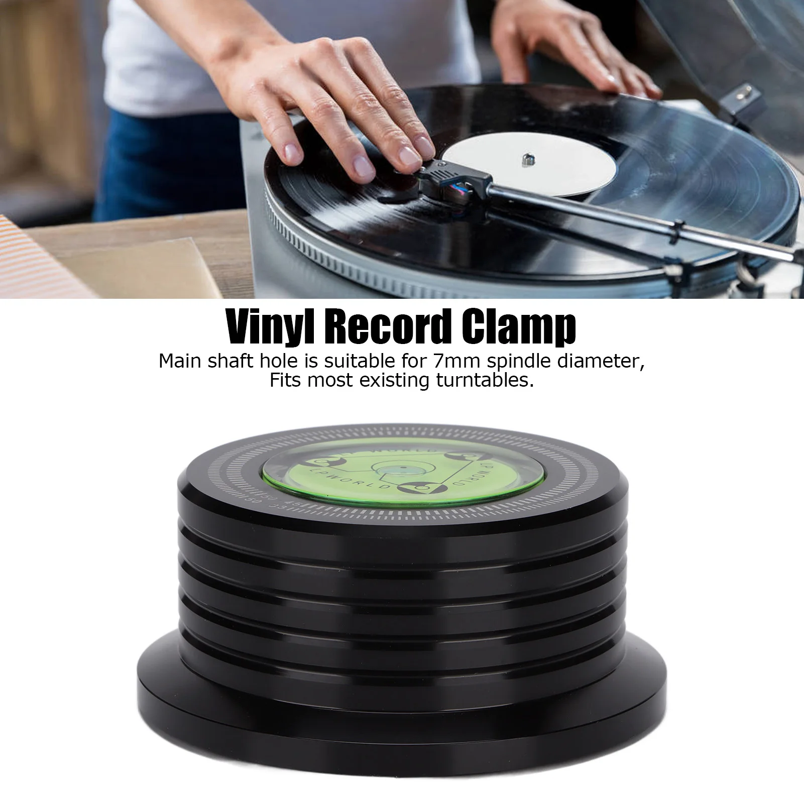 Music Recording Equipment Record Weight Stablizer Aluminum Turntable Disc Clamp with Bubble Leveling for LP Record Player 50Hz