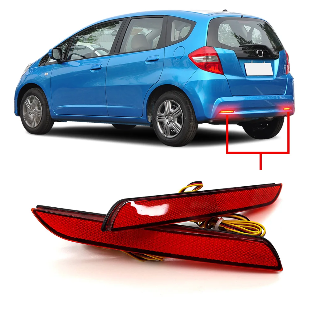 

Лампа заднего бампера MZORANGE, фонарь торможения, отражатель, 2 светодиода для Honda JAZZ Fit 2010 2011 2012 2013, поворотный сигнал, автомобильные аксессуары