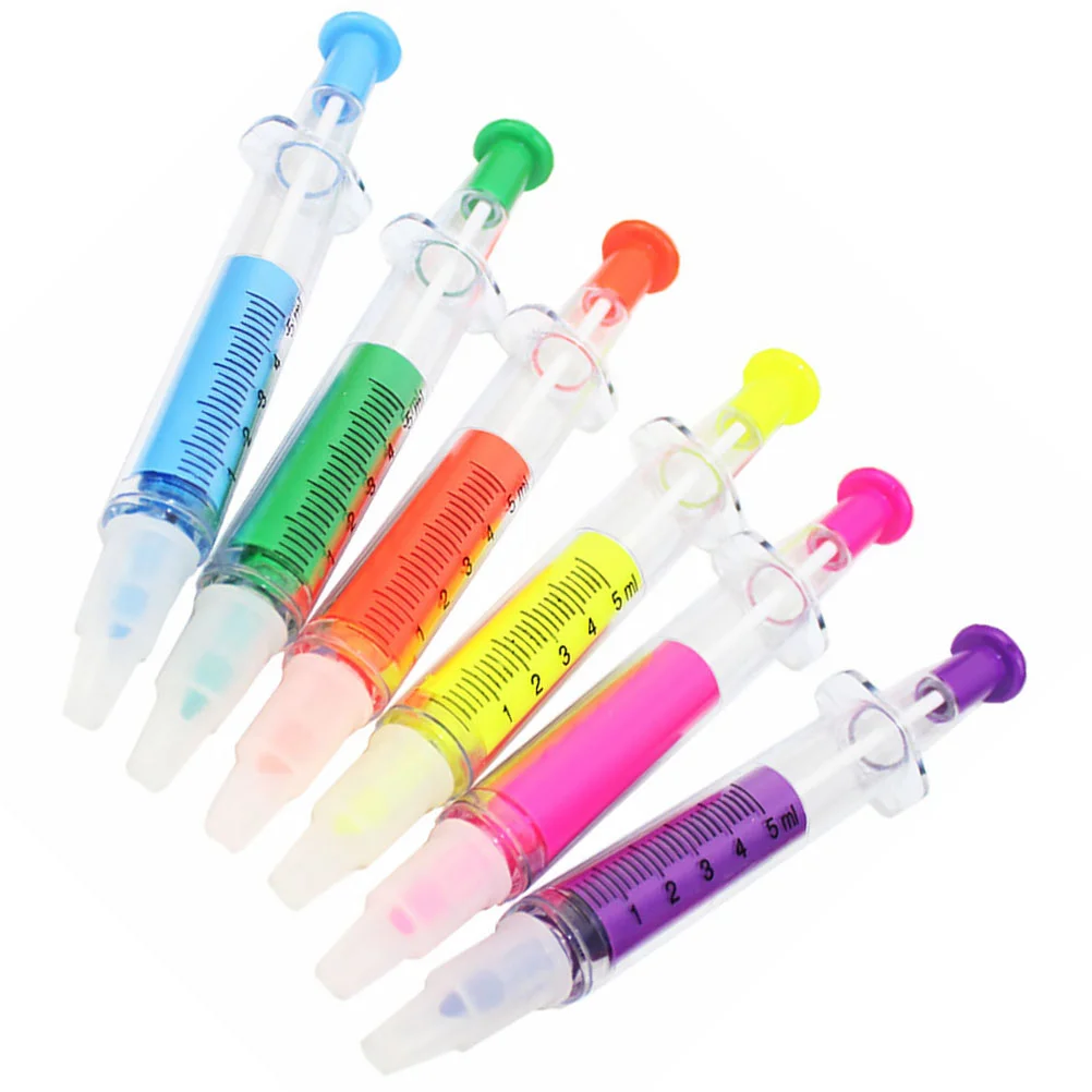 

6 Pcs Needle Pen Highlighters Pens Marker Student Broad Tip Mild Pastel Abs Color