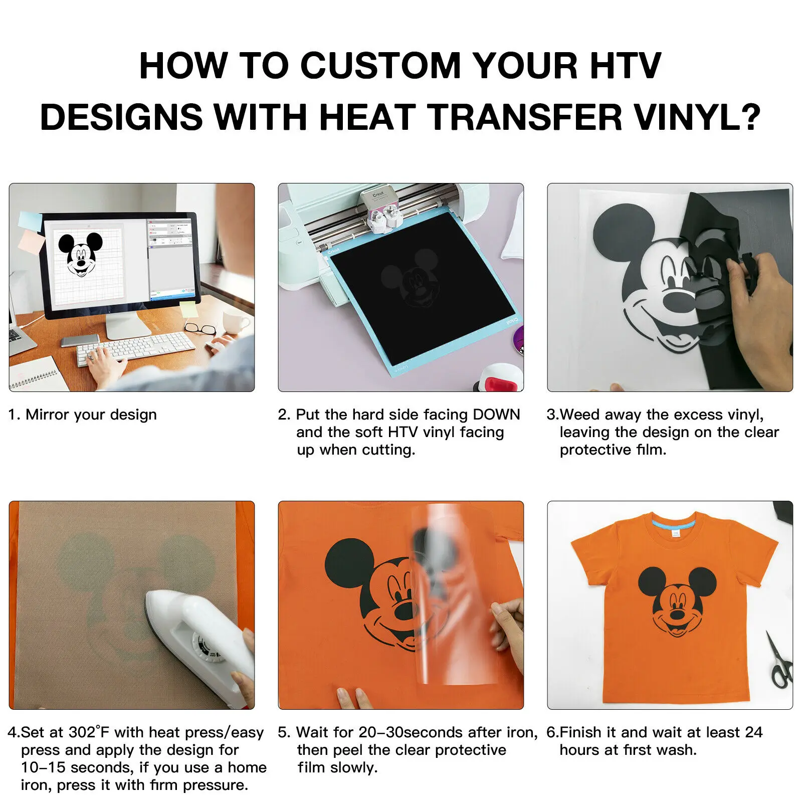 HTVRONT 47pcs 30cm*25cm PU Heat Transfer Vinyl Sheets Multi-color