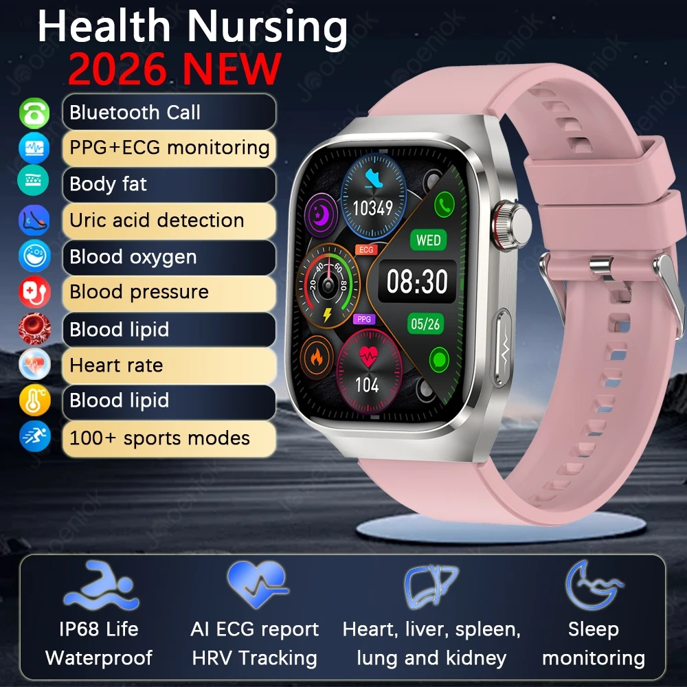 Novo Smartwatch de Saúde 2026 com ECG+PPG, Tela AMOLED HD, Chamada Bluetooth, Monitor de Esportes, Ácido Úrico, Lipídios Sanguíneos e Gordura Corporal para Homens e Mulheres 10