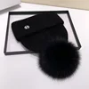 2023 Real Natural Fur Pom Poms for Hats Angora Rabbit Fur Winter Hat for Women Knit Beanies Designer Hat Female Warm Soft Cap 4