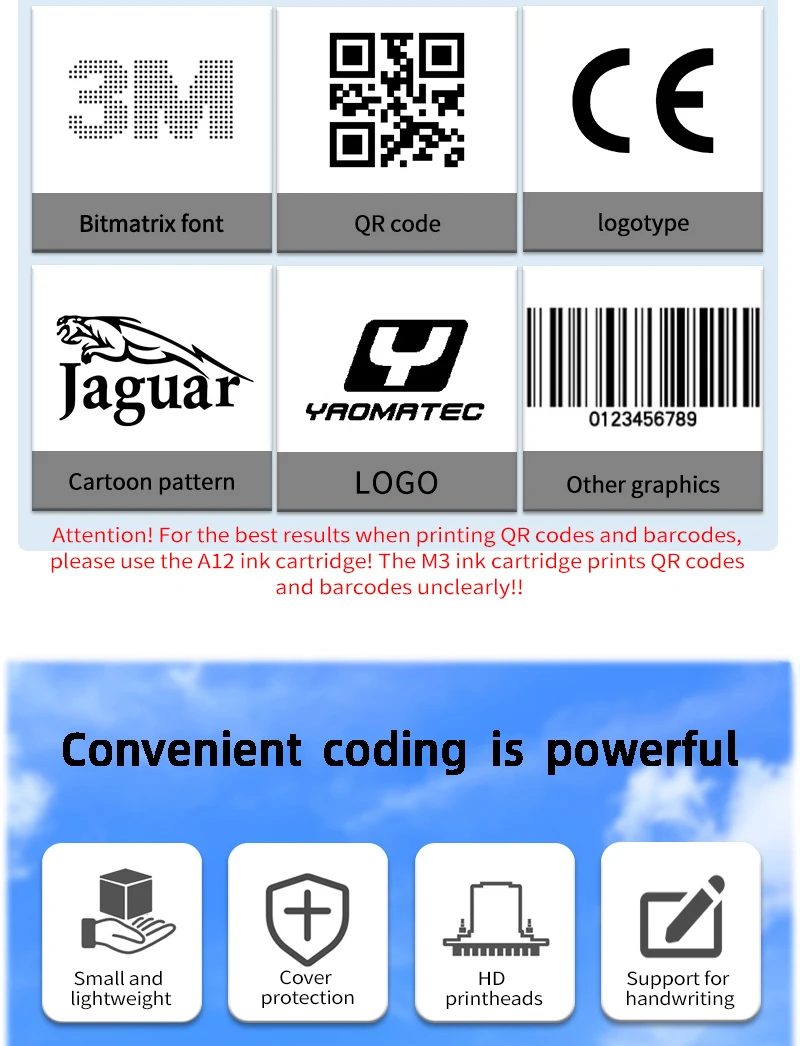 23 Languages YS130 12.7mm printing gun Code Date Logo Expiry Label Portable mini
