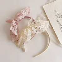 1pc New French Vintage Lace Tie Bow Hair Bands Lace Headband Cute Big Bow Hair Hoop for Baby Girls Baby Hair Accessories 1