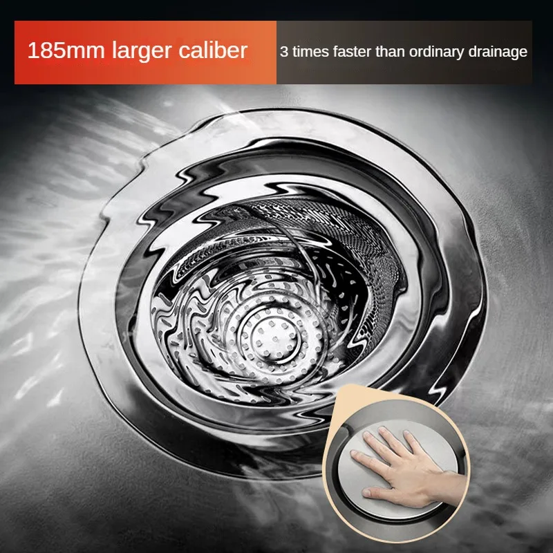 Kitchen Sink 185mm Large Size Drainer Dishpan Single Drain Pipe Stainless Steel Downcomer